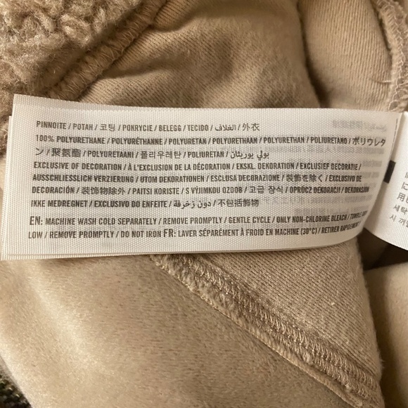 Abercrombie & Fitch Cream Taupe Colorblock Zip Up Sherpa Jacket - Picture 14 of 14